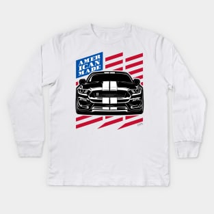 Mustang GT350 American Flag American Made Kids Long Sleeve T-Shirt